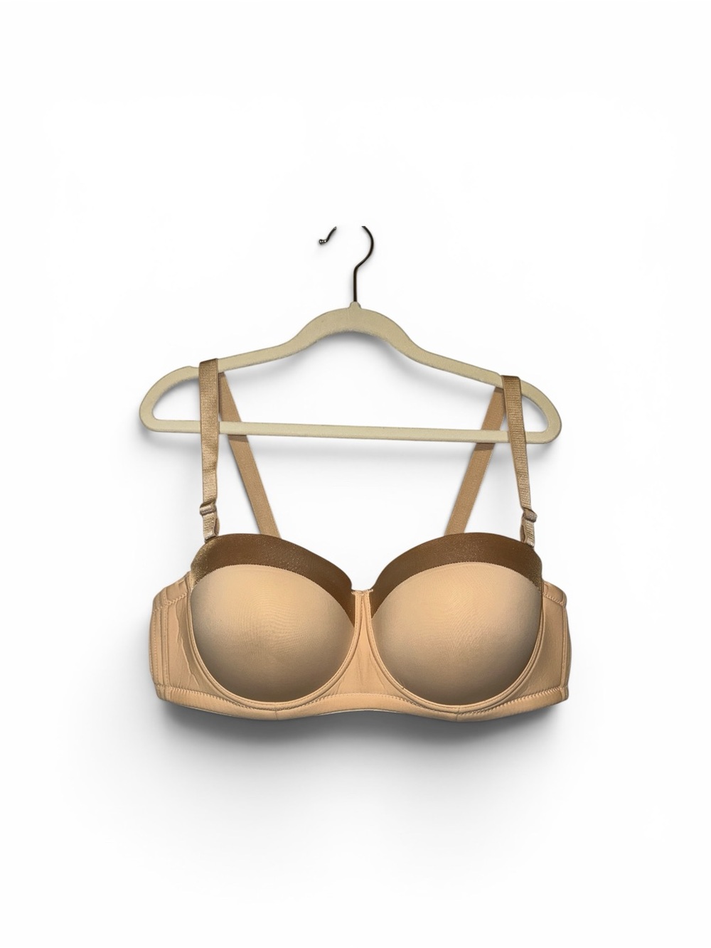 Olivashel Nude Strapless Molded Cup Underwire Convertible Balconette Bra